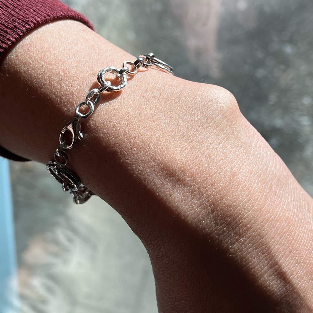 Vintage 1990s Sterling Silver 925 Geometric Bracelet - 7 inches - Picture 6 of 15